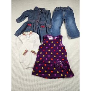Baby Girl 18M Clothes Lot Bonnie Baby Corduroy Dress Wonder Kids Denim Jeans 4pc